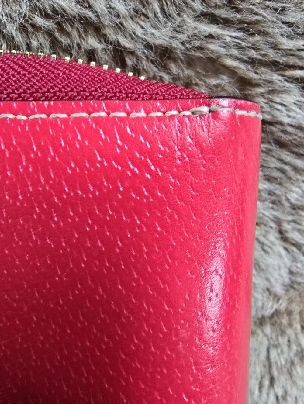 kate spade Leather Wellesley Personal Agenda Planner Cherry Red Zip Around RARE